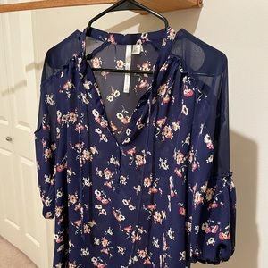 LC Blue Floral Blouse